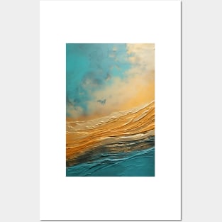 Abstract wave in turquoise and gold - smoother Posters and Art